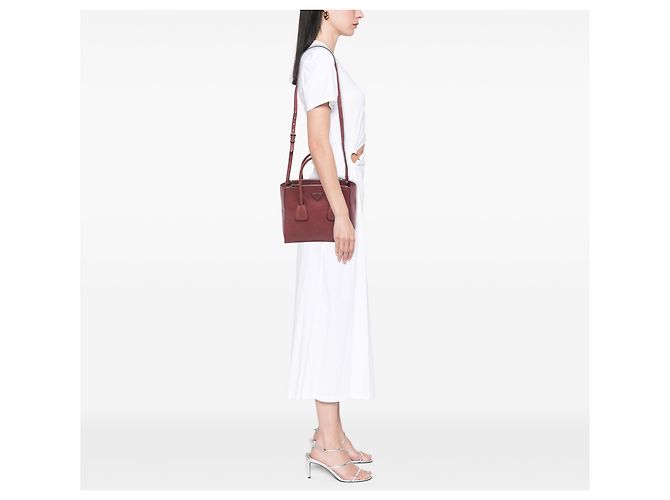 Borsa Satchel Prada in vitello Glace Rosa con doppia tasca - vista 6