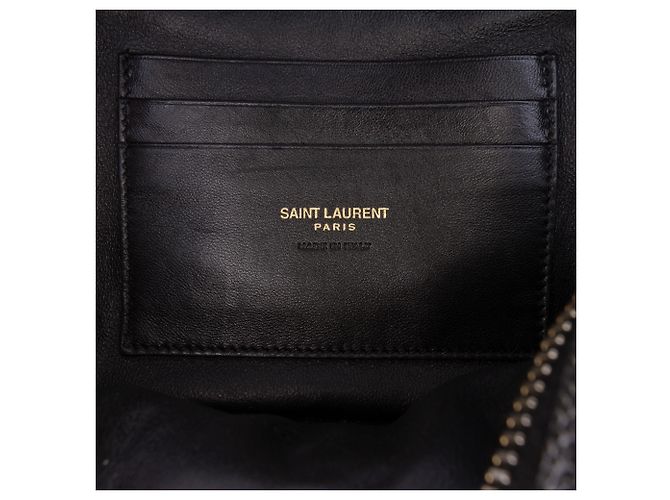 Borsa Lou Camera Saint Laurent Mini in pelle Grain de Poudre nera con monogramma chevron Nero - vista 5