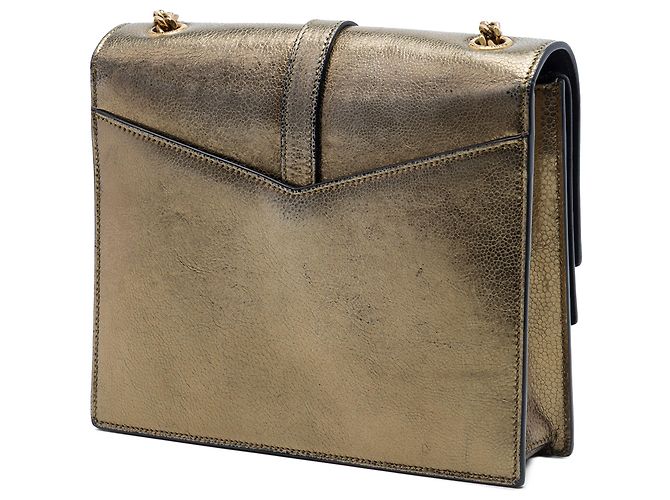 Saint Laurent Brown Medium Metallic Leather Monogram Sulpice Crossbody Marrone Bronzo - vista 2