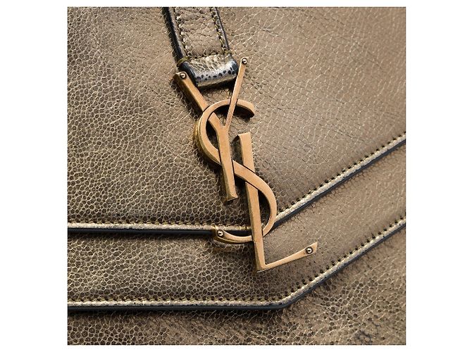 Saint Laurent Brown Medium Metallic Leather Monogram Sulpice Crossbody Marrone Bronzo - vista 6