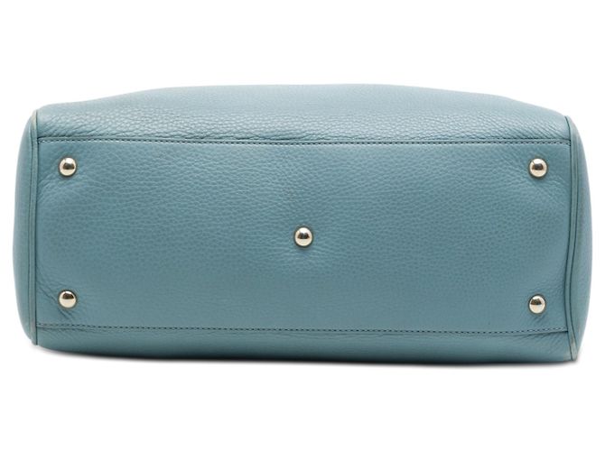 Borsa Gucci Blue Medium Calfskin Bamboo Shopper Satchel Blu chiaro - vista 3