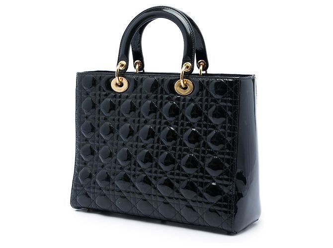 Dior Black Large Patent Cannage Lady Dior Nero - vista 2