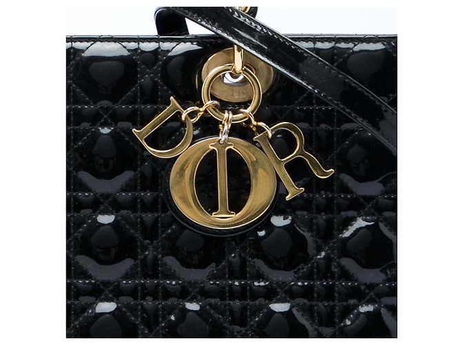 Dior Black Large Patent Cannage Lady Dior Nero - vista 5