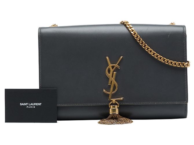 Saint Laurent Black Medium Smooth Calfskin Classic Monogram Kate Tassel Crossbody Nero - vista 7