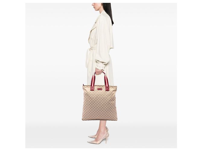 Gucci Beige GG Canvas Web Vertical Tote - Ansicht 6