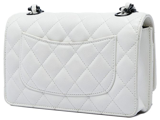 Chanel White Quilted Caviar My Everything Wallet on Chain Bianco - vista 2