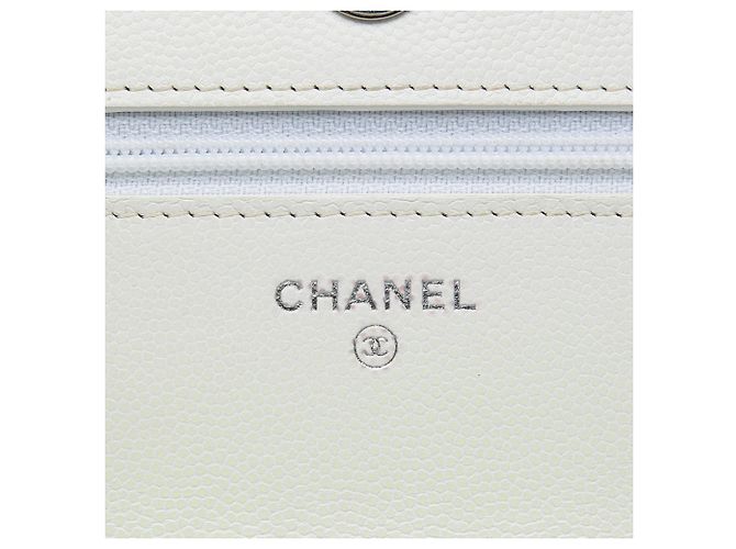 Chanel White Quilted Caviar My Everything Wallet on Chain Bianco - vista 5