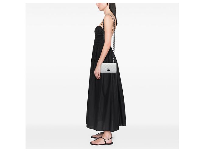 Chanel White Quilted Caviar My Everything Wallet on Chain Bianco - vista 6