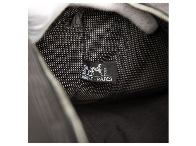 Hermès Gray Canvas Herline MM Braun Anthrazitgrau - Ansicht 5