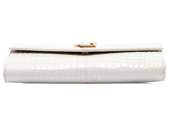 Cartera con cadena Uptown Saint Laurent de piel con relieve de cocodrilo blanco - vista 3