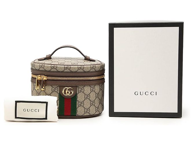 Borsa Vanity Gucci Beige GG Supreme Web Ophidia - vista 8