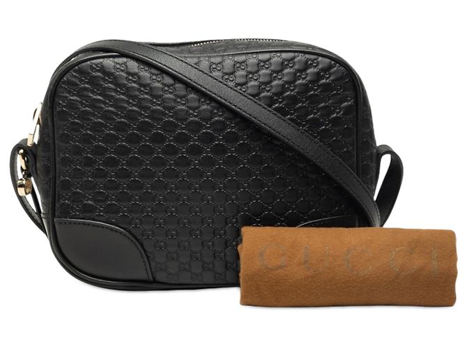 Gucci Black Microguccissima Bree Crossbody Nero - vista 7