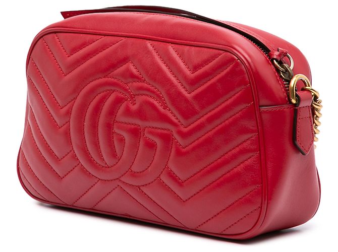 Gucci Borsa a tracolla Small GG Marmont in pelle matelassé rossa Rosso - vista 2