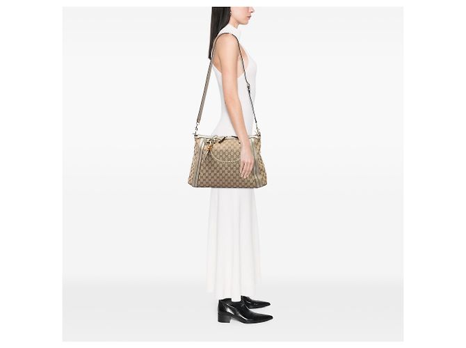 Bolso Satchel Gucci Bella de lona GG beige - vista 5