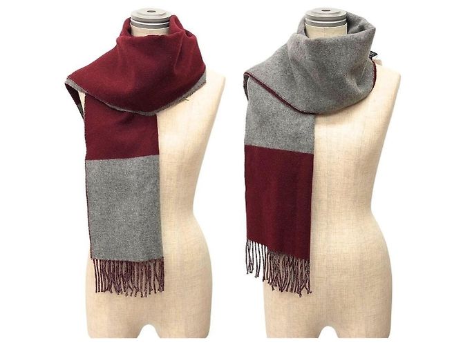 Hermès Stola in cashmere bicolore HERMES Marrone Bordò - vista 2