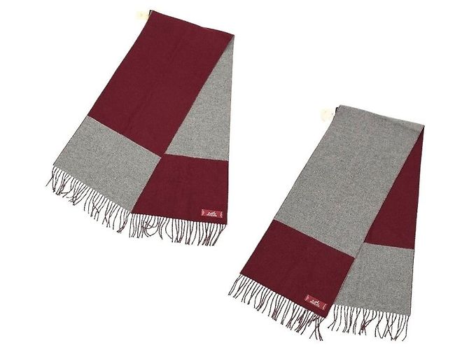 Hermès Stola in cashmere bicolore HERMES Marrone Bordò - vista 3