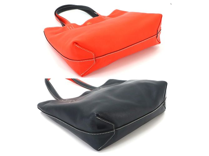Hermès Hermes Double Sens 28 Wendbare Tote Handtasche Schwarz Orange - Ansicht 4