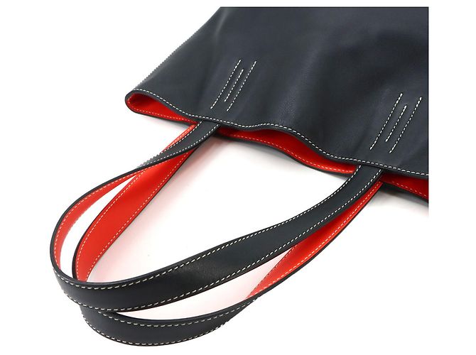 Hermès Hermes Double Sens 28 Wendbare Tote Handtasche Schwarz Orange - Ansicht 5