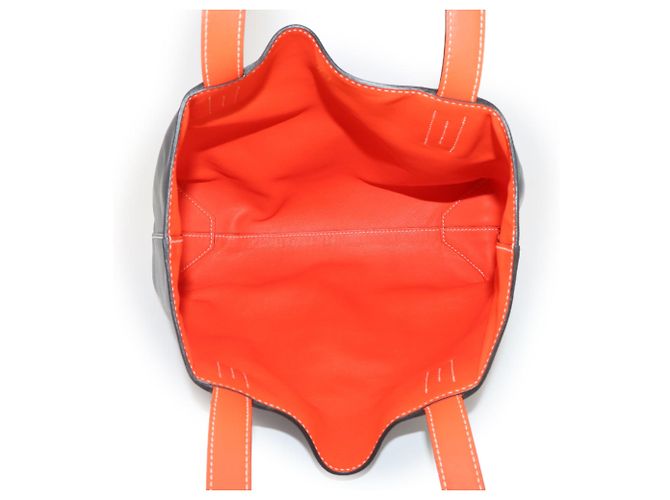 Hermès Hermes Double Sens 28 Wendbare Tote Handtasche Schwarz Orange - Ansicht 6