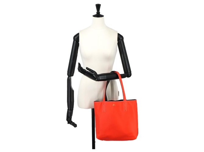 Hermès Hermes Double Sens 28 Wendbare Tote Handtasche Schwarz Orange - Ansicht 9