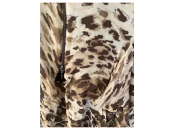 Falda Marella de seda con estampado animalier y volantes Castaño Beige - vista 10