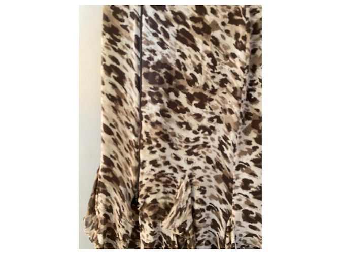 Falda Marella de seda con estampado animalier y volantes Castaño Beige - vista 11