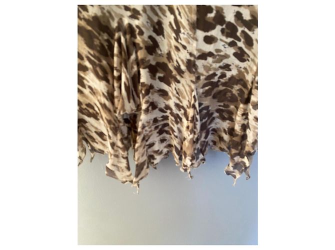 Falda Marella de seda con estampado animalier y volantes Castaño Beige - vista 12
