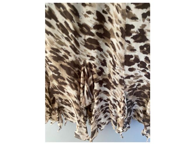 Falda Marella de seda con estampado animalier y volantes Castaño Beige - vista 13