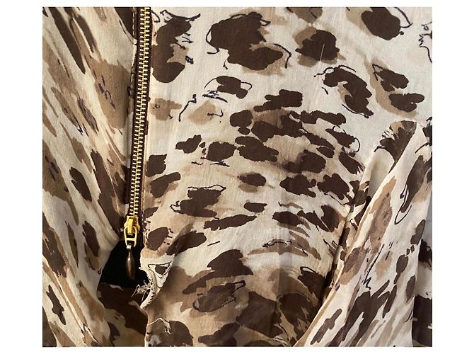 Falda Marella de seda con estampado animalier y volantes Castaño Beige - vista 17