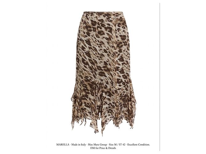 Falda Marella de seda con estampado animalier y volantes Castaño Beige - vista 18