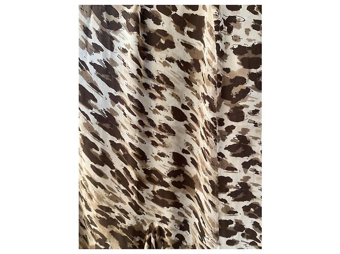 Falda Marella de seda con estampado animalier y volantes Castaño Beige - vista 7