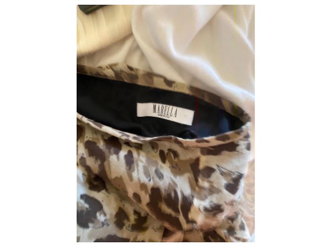 Falda Marella de seda con estampado animalier y volantes Castaño Beige - vista 8