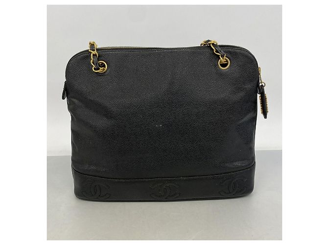 Borsa a tracolla Chanel Triple Coco in pelle caviar Nero - vista 13