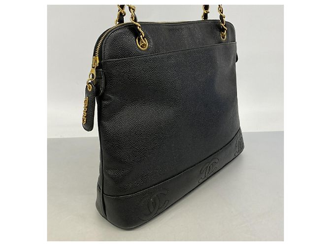 Borsa a tracolla Chanel Triple Coco in pelle caviar Nero - vista 2