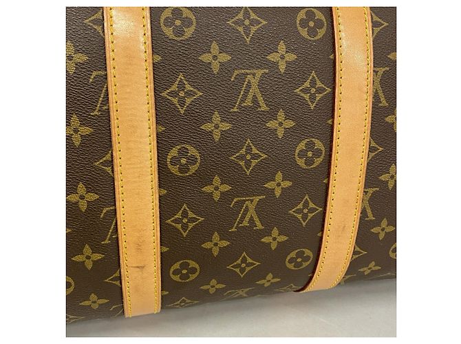 Borsa Louis Vuitton Boston Monogram Keepall 55 Marrone - vista 10