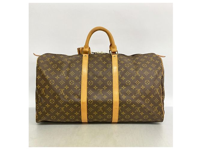 Borsa Louis Vuitton Boston Monogram Keepall 55 Marrone - vista 11
