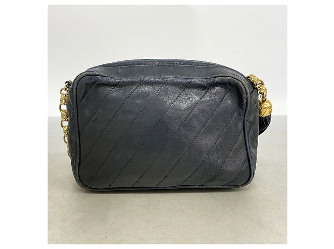 Borsa a tracolla Chanel in pelle d'agnello nera Nero - vista 12