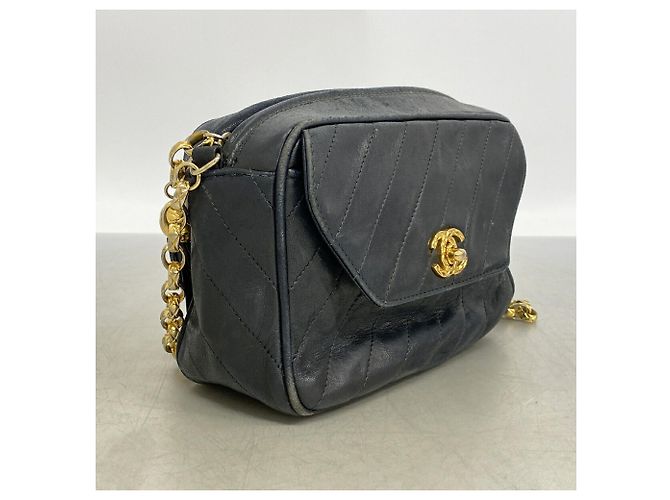 Borsa a tracolla Chanel in pelle d'agnello nera Nero - vista 2
