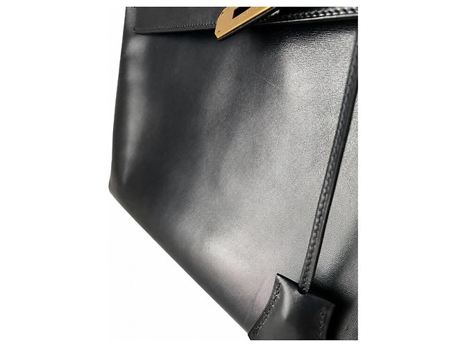 Borsa Hermès Kelly 32 Blu Notte in Pelle Box Calf - vista 10
