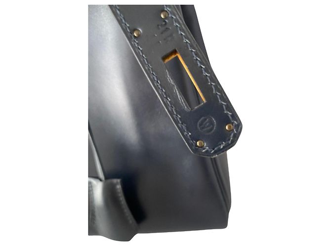 Borsa Hermès Kelly 32 Blu Notte in Pelle Box Calf - vista 13