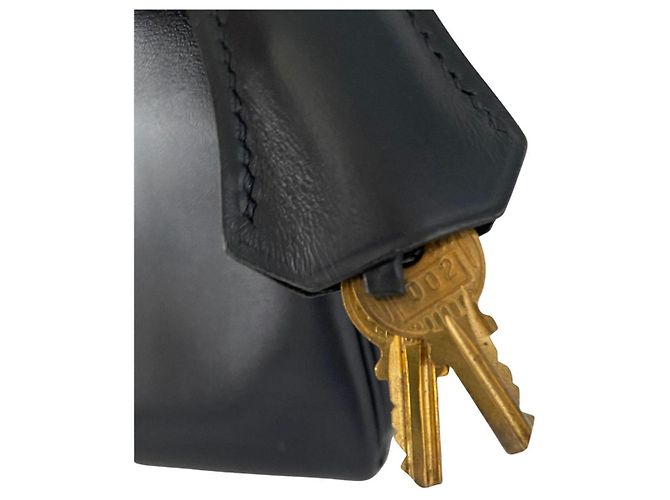 Borsa Hermès Kelly 32 Blu Notte in Pelle Box Calf - vista 15