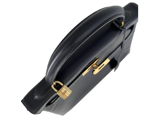 Borsa Hermès Kelly 32 Blu Notte in Pelle Box Calf - vista 7
