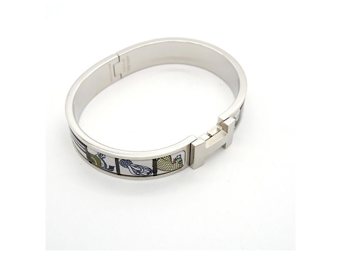 Hermès Click H Armreif Silber Weiß Mehrfarben - Ansicht 2