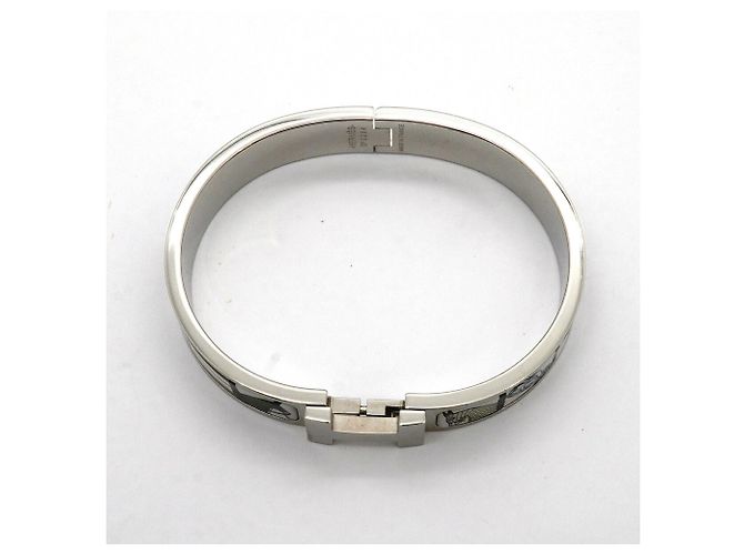 Hermès Click H Armreif Silber Weiß Mehrfarben - Ansicht 3