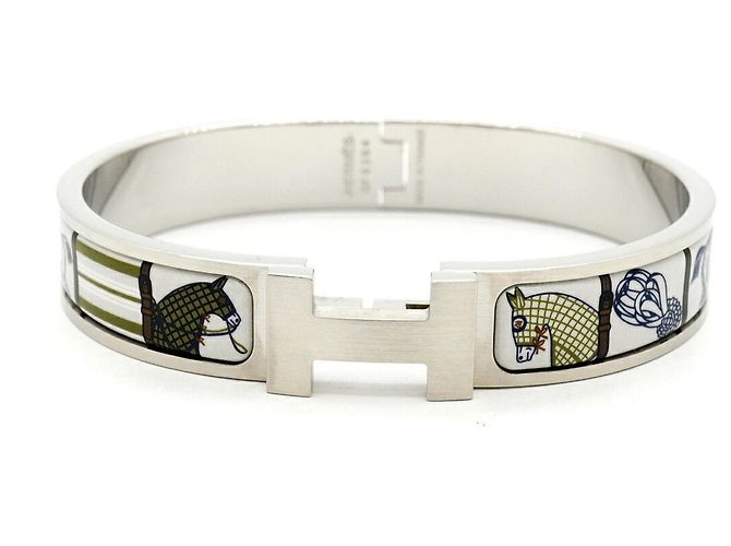 Hermès Click H Armreif Silber Weiß Mehrfarben - Ansicht 4