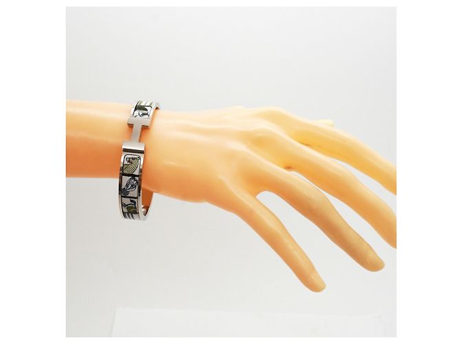 Hermès Click H Armreif Silber Weiß Mehrfarben - Ansicht 6