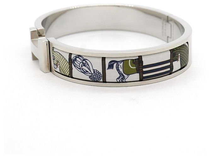 Hermès Click H Armreif Silber Weiß Mehrfarben - Ansicht 7