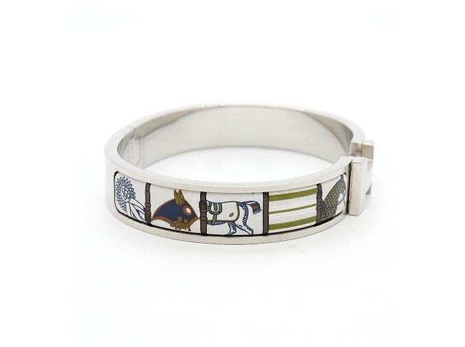 Hermès Click H Armreif Silber Weiß Mehrfarben - Ansicht 8