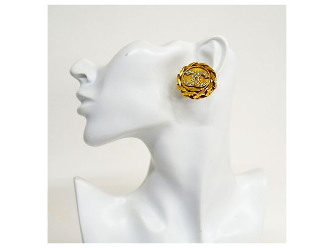 Orecchini a clip Chanel dorati con strass D'oro - vista 5