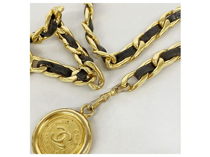 Chanel Ledergürtel mit Kette Schwarz Golden - Ansicht 6